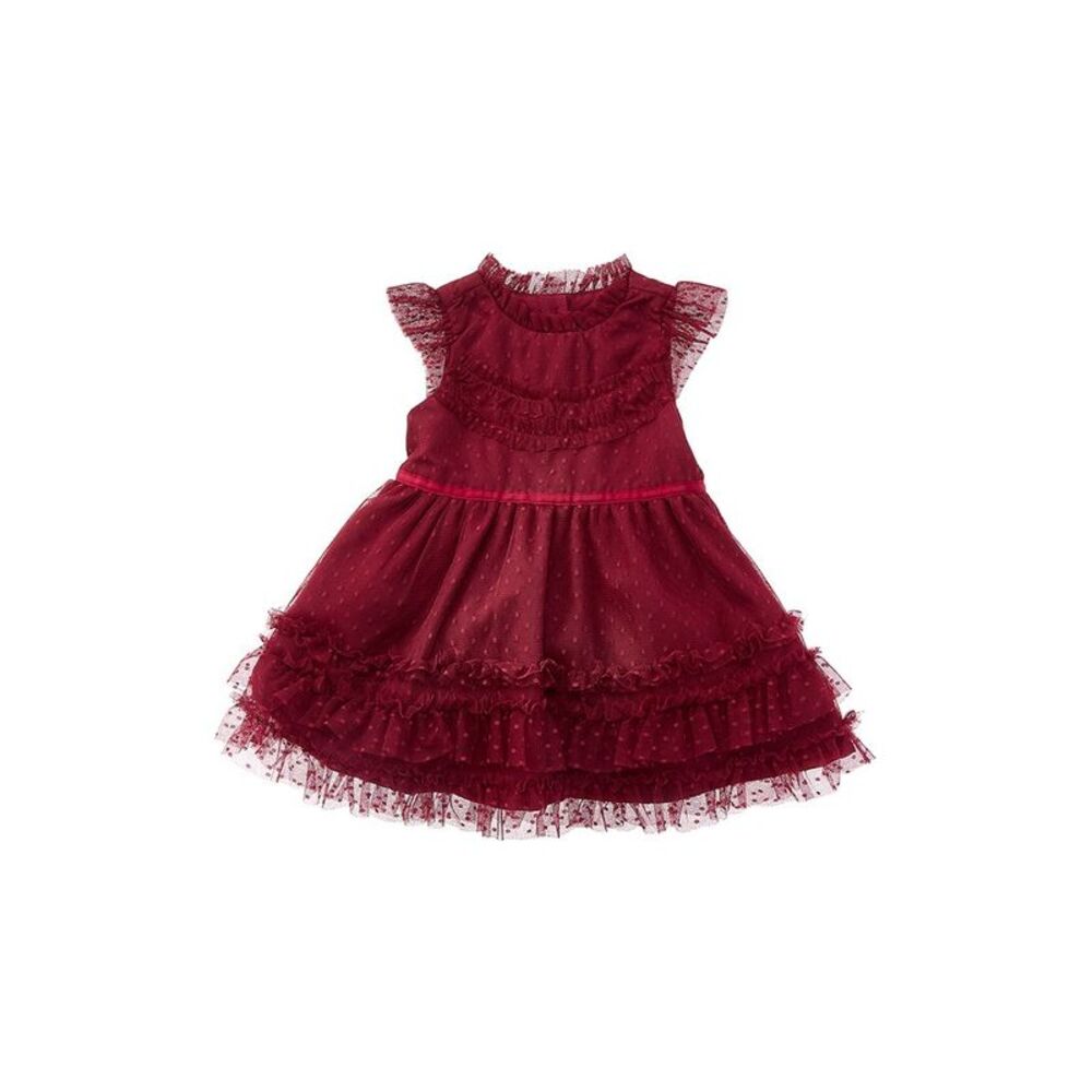 Janie And Jack Girls Dot Tulle Dress, Red